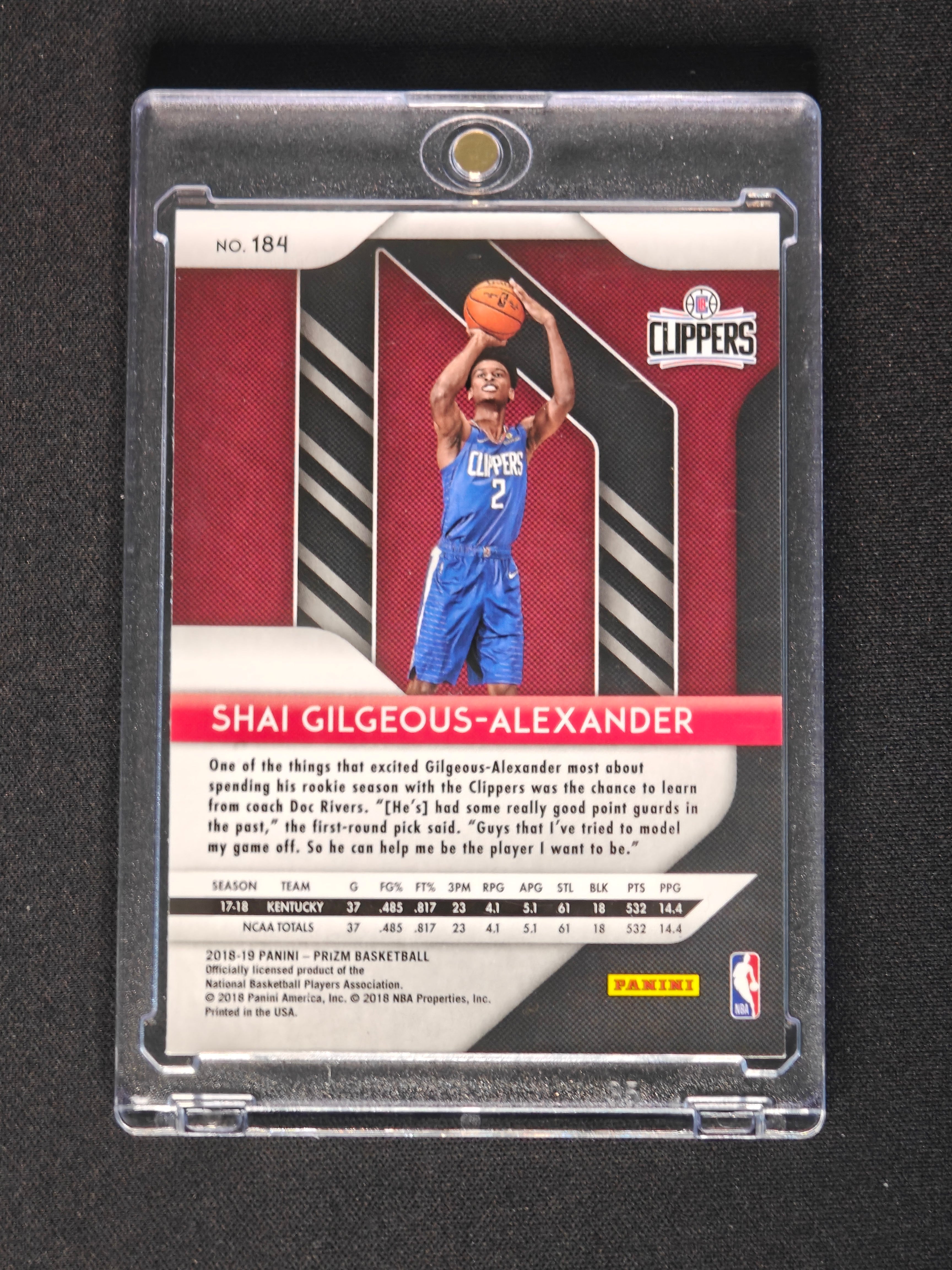 2018-19 Panini Prizm Base RC Shai Gilgeous-Alexander Los Angeles Clippers